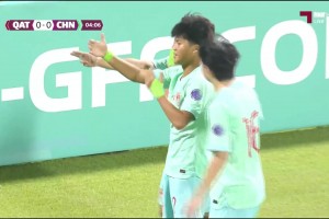 刘凯源左路传中+袁博涵后点包抄破门！U16国足1-0领先卡塔